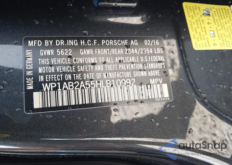 2017 Porsche Macan S из США, поврежденный, VIN WP1AB2A55HLB10992